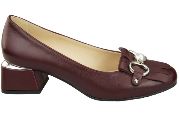 Damenschuhe Pumps mit Fransen verziert Burgund Naturleder 195 ElitaBut