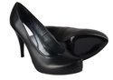 Damenschuhe Pumps High Heels, naturnarbiges Leder, Schwarz 644 ElitaBut