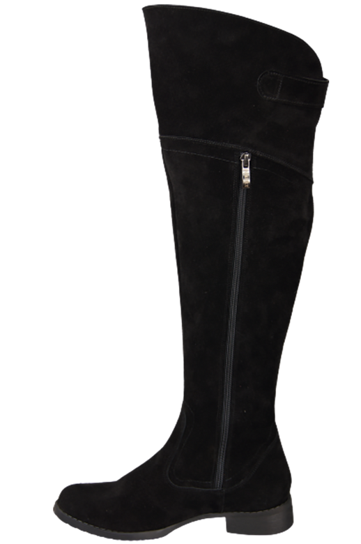 Schuhe Damenstiefel Stiefel Overknee-Stiefel, Naturleder, Velours, Schwarz 154 ElitaBut