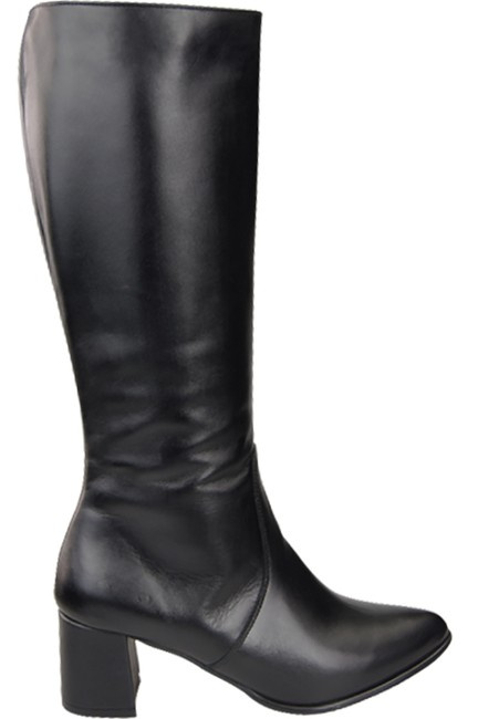 Klassische Damenstiefel, Naturleder, Schwarz 175 ElitaBut