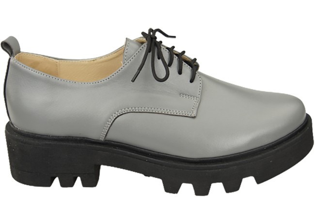 Schuhe Damen-Schnürschuhe, graues Leder, Natur 180 ElitaBut