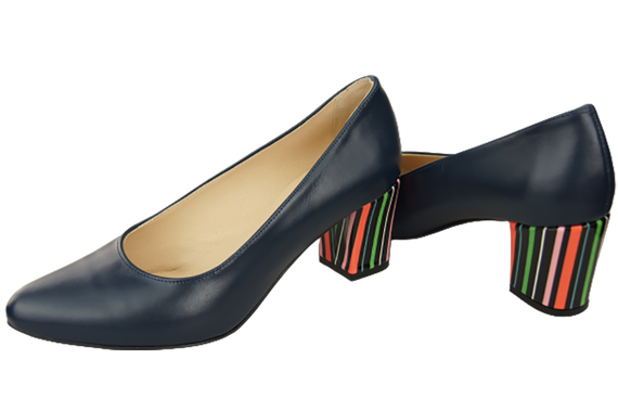Damenschuhe Marineblaue Pumps aus Naturleder mit dekorativem Absatz 158 ElitaBut