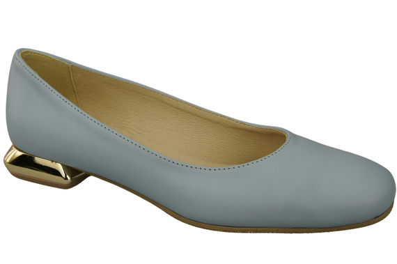 Flache Frauen Schuhe Hellblau Dekorative Ferse Naturleder 209 ElitaBut