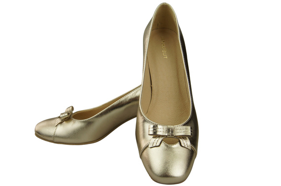 Damen Pumps mit Schleife Gold Naturleder und niedrigem Absatz 203 ElitaBut