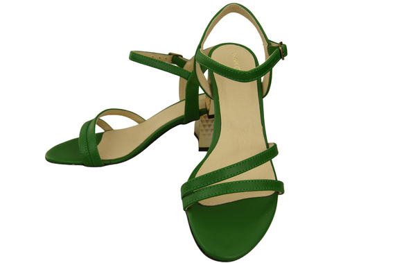Damenschuhe Grünes Naturleder 197 Sandalen, die den Fuß sinnlich enthüllen ElitaBut