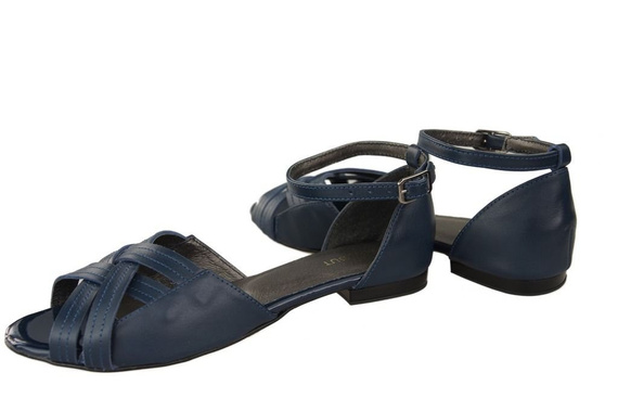 Schuhe Damen Sandalen Marineblau Naturleder 128 ElitaBut