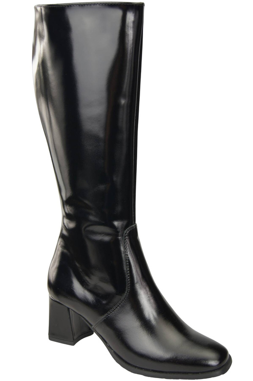 Bequeme Damen Schwarz glänzend Niedrig Absatz Stiefel Naturleder 212 ElitaBut