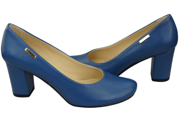 Klassische Damen Blau Leder Mandel Nase Pumps 201 ElitaBut