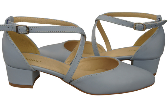 Damen Sandalen Echtleder Hellblau mit Riemen Niedriger Absatz 223 ElitaBut