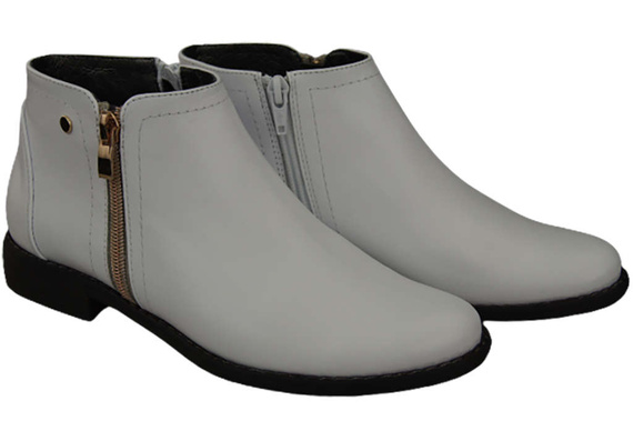 Damenschuhe Damenstiefel Warm, Naturleder, Weiß 872 von Elitabut