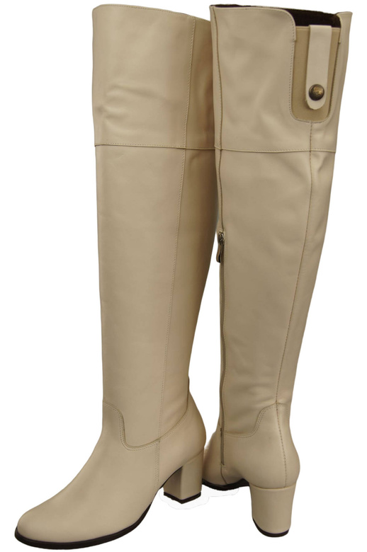 Schuhe Overknee-Stiefel für Damen, Naturleder 190 Beige ElitaBut