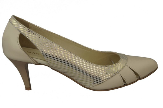 Damenschuhe Pumps Beige-Gold Naturleder 995 ElitaBut