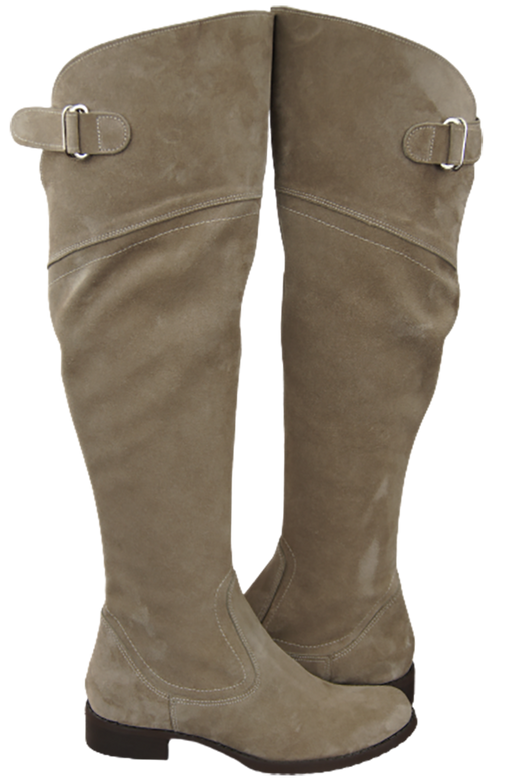 Schuhe Damenstiefel Stiefel Overknee-Stiefel, Naturleder, Velours, Beige 154 ElitaBut