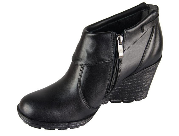 Damen-Keilstiefel, Naturleder, Schwarz 739 ElitaBut