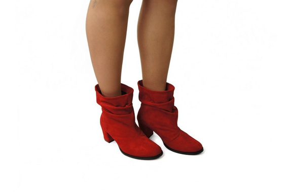 Damenschuhe Stiefeletten, Naturleder, Rot 986 ElitaBut