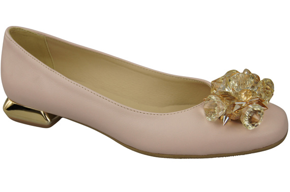 Damen Puderrosa Pumps mit Kristallen flach Naturleder 216 ElitaBut