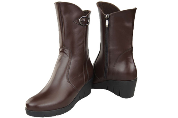 Damen-Keilstiefel, Naturleder, Schokolade 178 ElitaBut