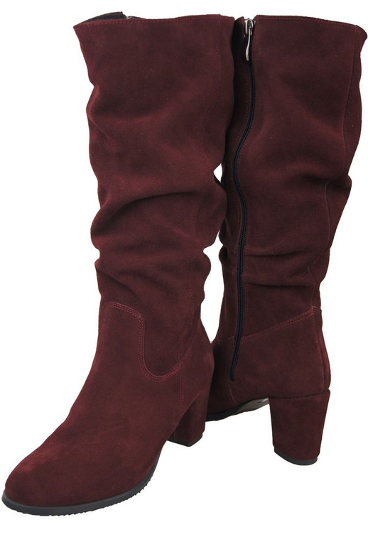 Schuhe Damenstiefel, Naturleder, Velours 141 Burgund ElitaBut