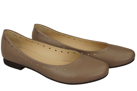 Damenschuhe Bequeme Ballerinas, Naturleder Cappuccino 162 ElitaBut