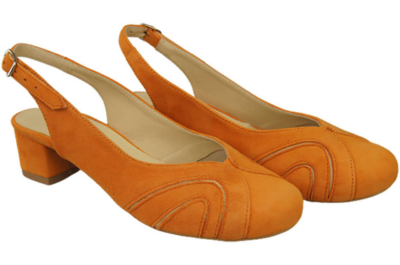 Damenschuhe Sandalen, Naturleder, Wildleder, Orange 842 von ElitaBut