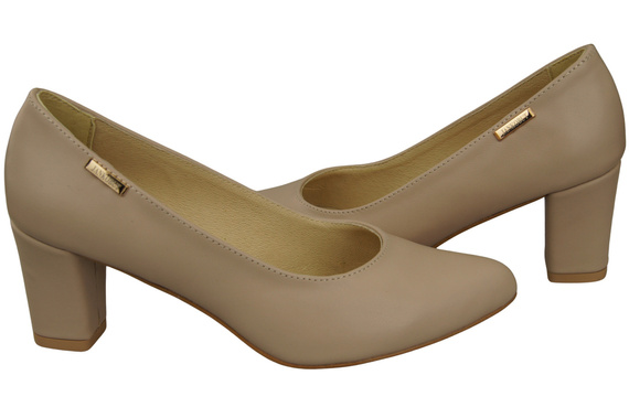 Klassische Glatt Damen Cappuccino Blass Naturleder Schuhe 213 ElitaBut