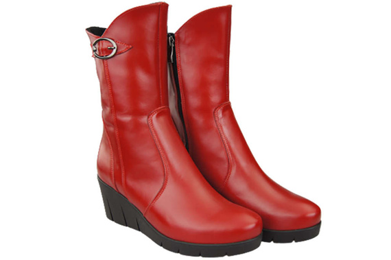 Damen-Keilstiefel, Naturleder, Rot 178 ElitaBut
