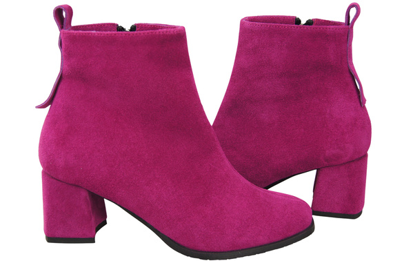 Damen Stiefeletten Purpurfarbig aus Veloursleder, stabiler Blockabsatz, Reißverschluss 224 ElitaBut