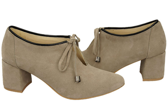 Damenschuhe Cappuccino-Schuhe, dunkles, natürliches Veloursleder 183 ElitaBut