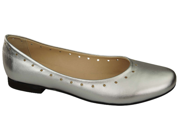 Damenschuhe Bequeme Ballerinas, Naturleder, Silber 162 ElitaBut