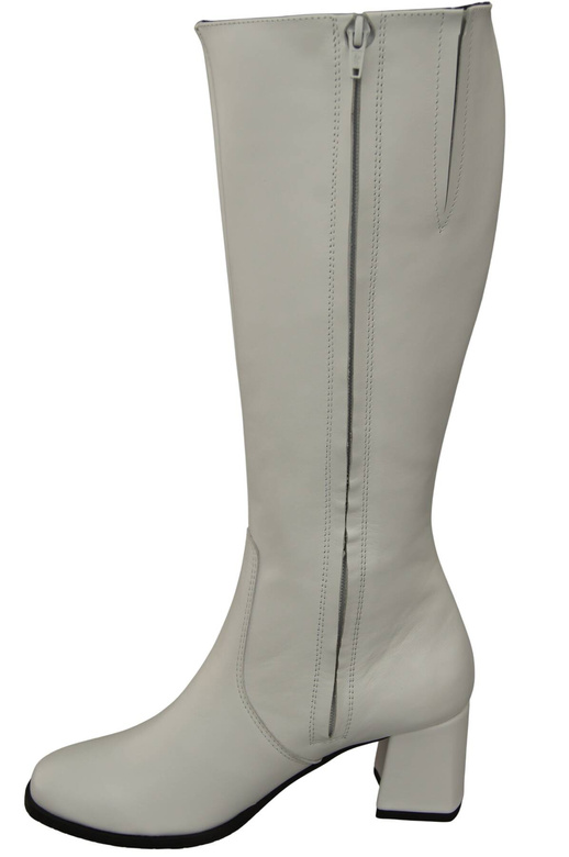 Bequeme Damen Weiß Niedrig Absatz Stiefel Naturleder 212 ElitaBut
