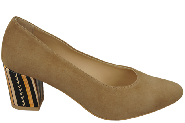 Damenschuhe Pumps Olivfarbenes natürliches Wildleder mit dekorativem Absatz 158 von ElitaBut