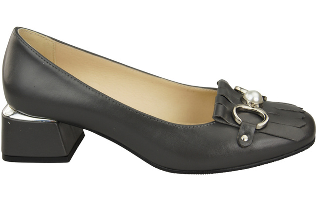 Damenschuhe Pumps verziert mit Fransen Graphit Naturleder 195 ElitaBut