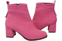 Damen Stiefeletten Fuchsie aus Veloursleder, stabiler Blockabsatz, Reißverschluss 224 ElitaBut