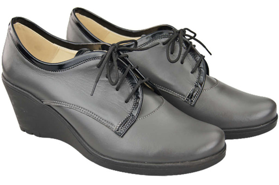 Damenschuhe mit Keilabsatz, Naturleder, Graphit 181 ElitaBut