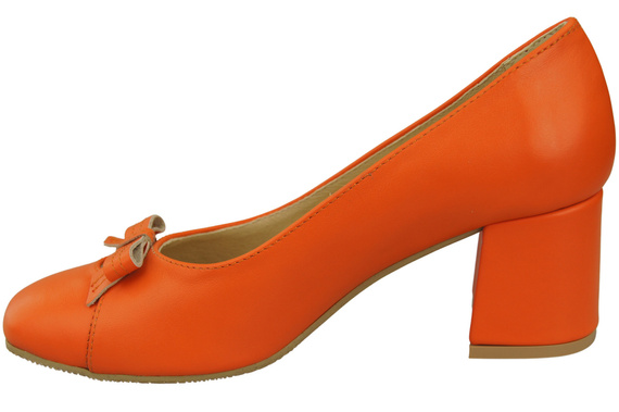 Damen Pumps mit Schleife Orange Naturleder und niedrigem Absatz 203 ElitaBut