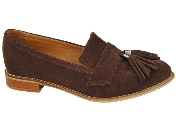 Schuhe Damen Mokassins Naturleder Velour Schokolade 134 ElitaBut