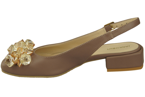 Damen Schuhe Cappuccino Dunkel Sandalen mit Kristallen Naturleder 215 ElitaBut