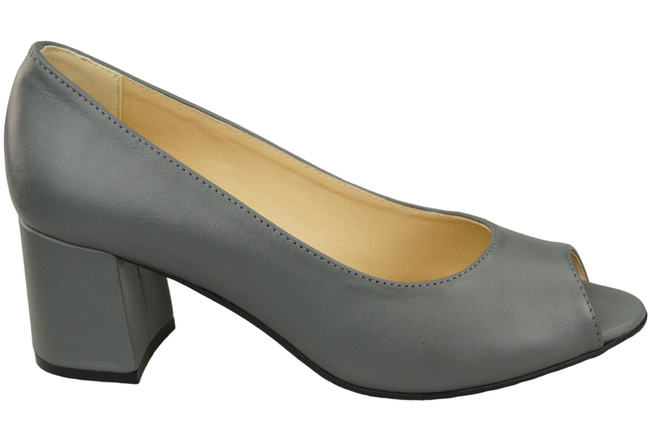 Damenschuhe PEEP TOE Pumps, grau, Naturleder mit beschichtetem Absatz 192 ElitaBut