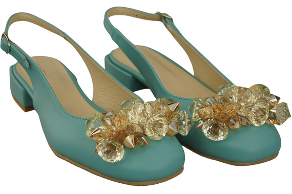 Damen Schuhe Türkis Sandalen mit Kristallen Naturleder 215 ElitaBut