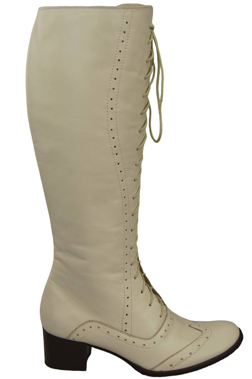 Damenschuhe Schnürstiefel, Naturleder, Beige 595 ElitaBut