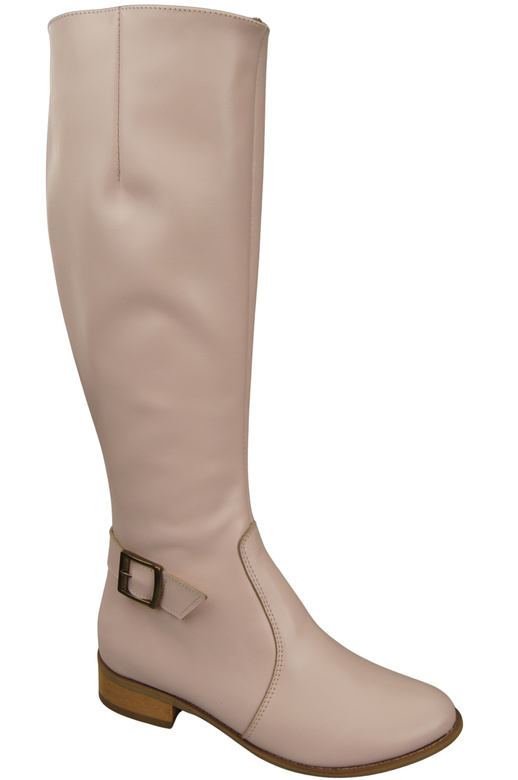 Damen-Lederstiefel Puderrosa Gefüttert Offiziersstiefel, Flach 225 ElitaBut