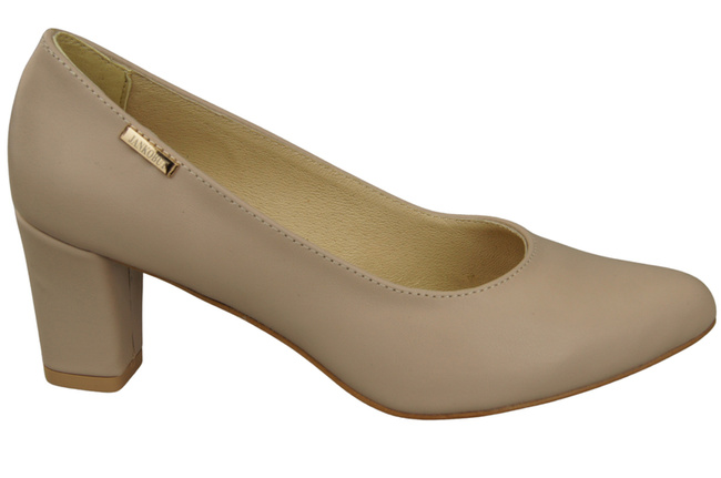Klassische Glatt Damen Cappuccino Blass Naturleder Schuhe 213 ElitaBut