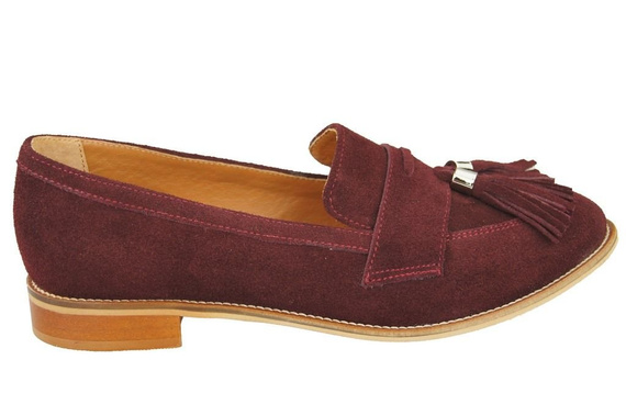 Schuhe Damen Mokassins Naturveloursleder Burgund 134 ElitaBut