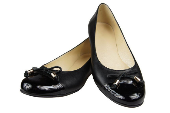 Damen-Ballerinas, Naturleder, Schwarz 895 ElitaBut
