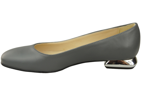 Flache Frauen Schuhe Aschgrau Dekorative Ferse Naturleder 209 ElitaBut