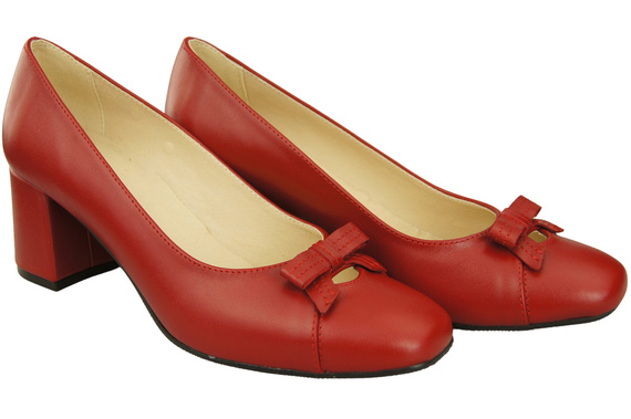 Damen Pumps mit Schleife Rot Naturleder und niedrigem Absatz 203 ElitaBut