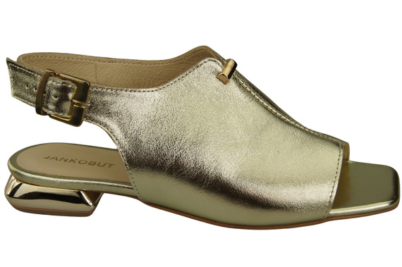 Bequeme Frauenschuhe Sandalen Gold Flacher Goldabsatz Naturleder 207 ElitaBut