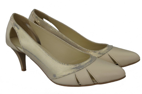 Damenschuhe Pumps Beige-Gold Naturleder 995 ElitaBut