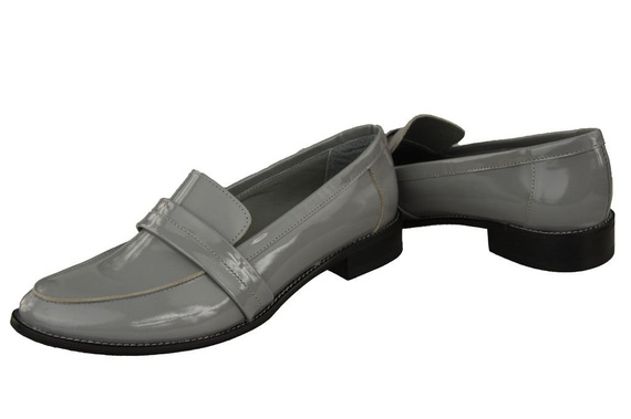 Schuhe Damen Mokassins Naturleder Grau lackiert 139 ElitaBut