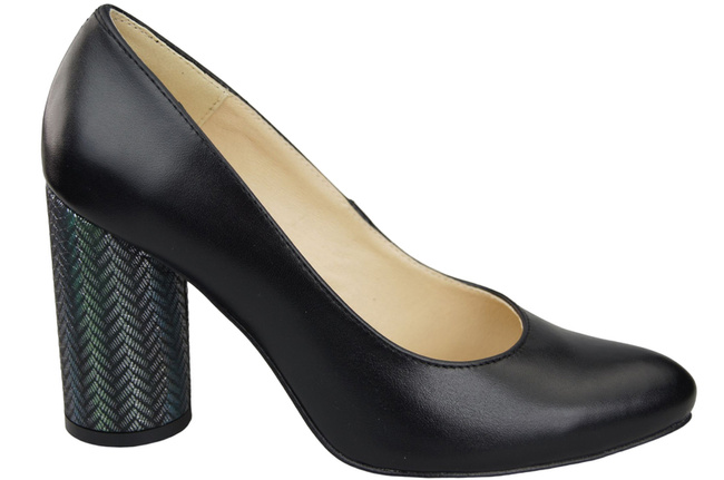 Damenschuhe Pumps Schwarz Naturleder Bunter Zierabsatz 194 ElitaBut